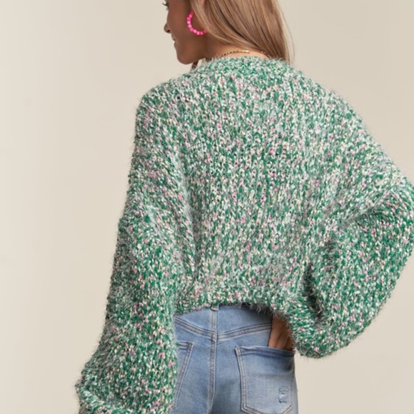 MULTI COLOR POPCORN TEXTURED SWEATER TOP - Picture 3 of 3